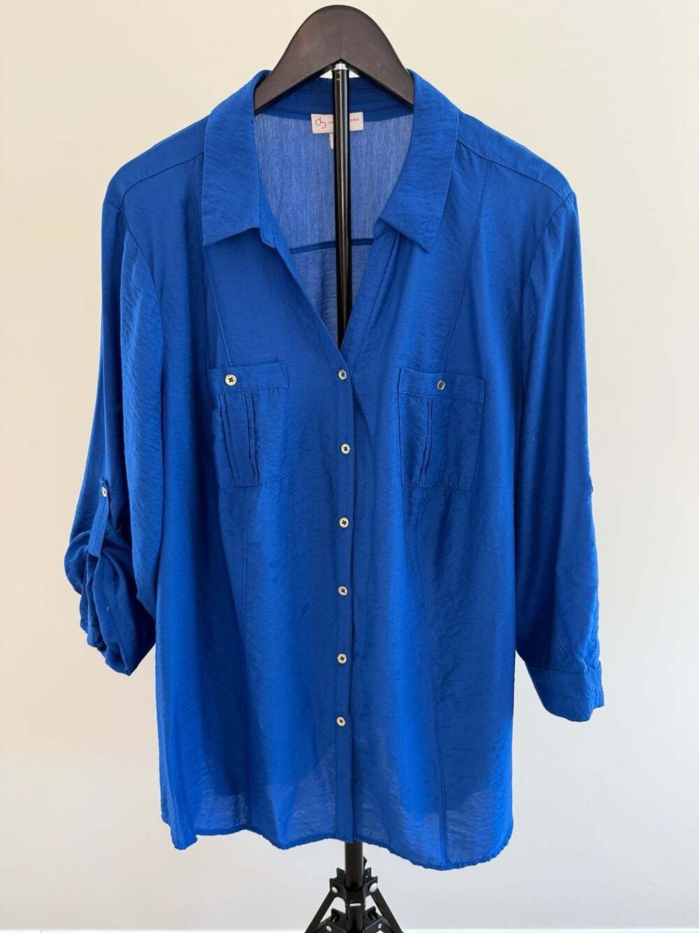 CB Established 1962 Women's Cobalt Blue Long Sleeve Blouse Plus Size 3X